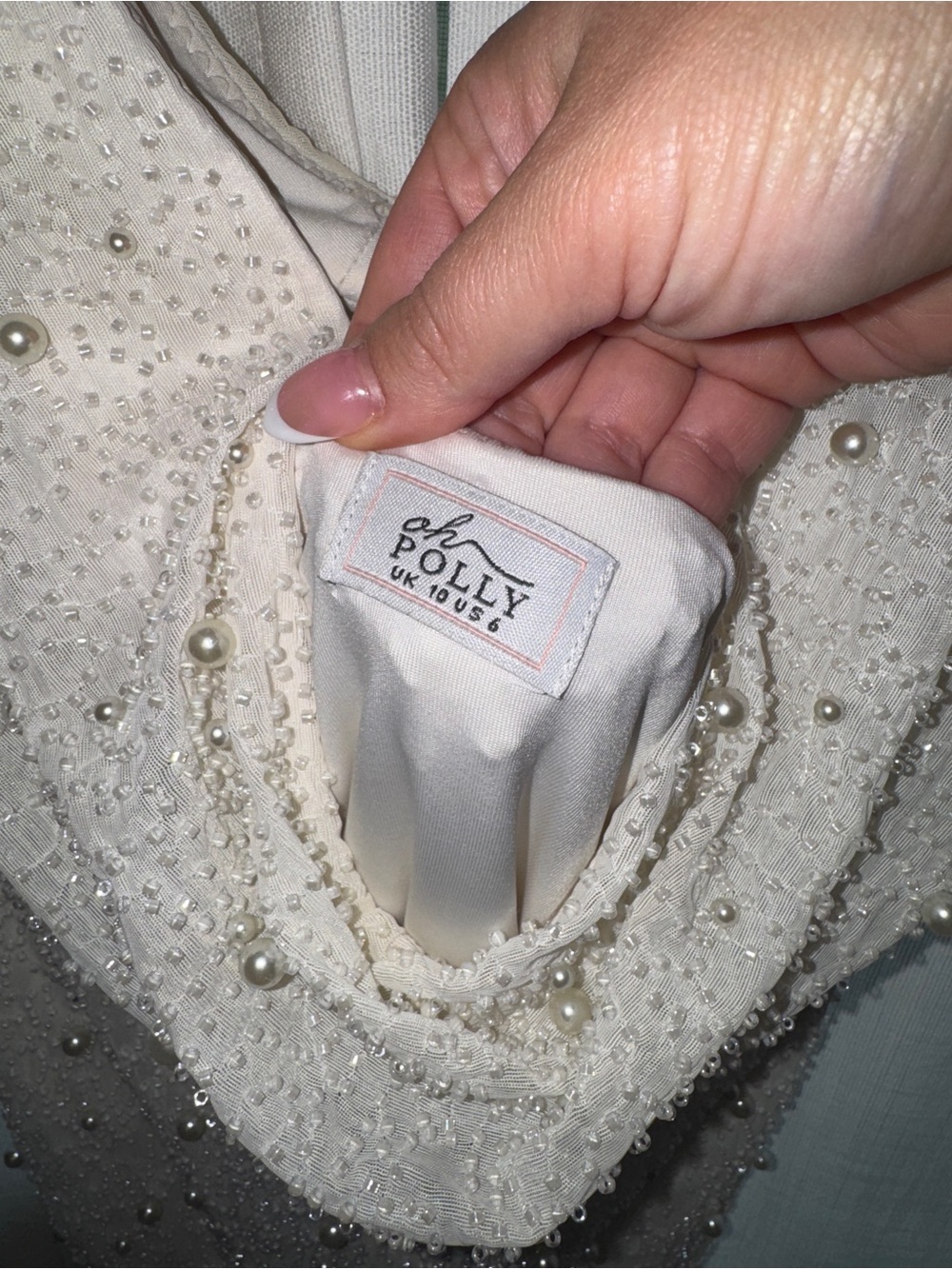 Oh Polly White Beaded Halterneck Mini Dress - Picture 4 of 5